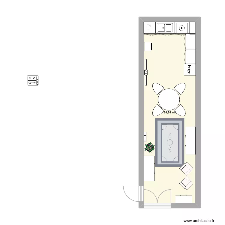 pi&egrave;ce de m&eacute;m&egrave;re. Plan de 1  et 25 m²