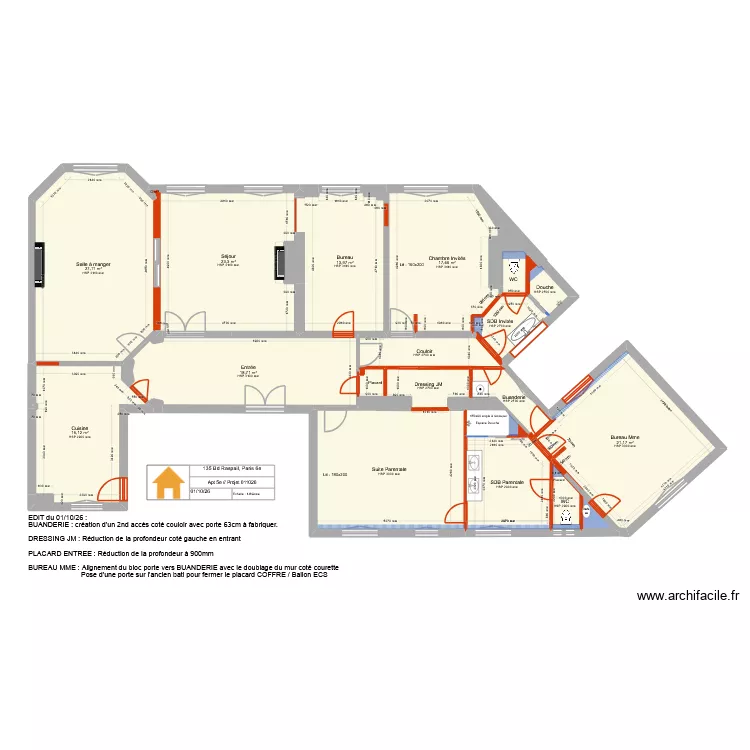 135 Raspail 5e Projet 011026. Plan de 32 Pièces et 196 m² 135 Raspail 5e Projet 011026. Plan de 32 Pièces et 196 m²