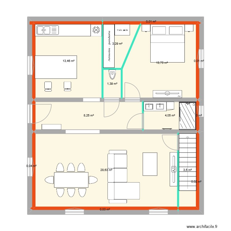 maison septeme. Plan de 14 pièces et 76 m2