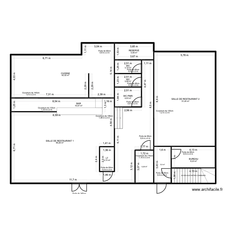 Plan Apr&egrave;s Travaux L'Andalousia 1.0. Plan de 13  et 238 m²