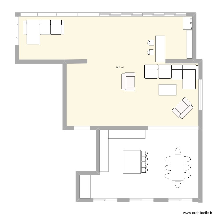 Plan Salon 2. Plan de 1 pièce et 76 m2