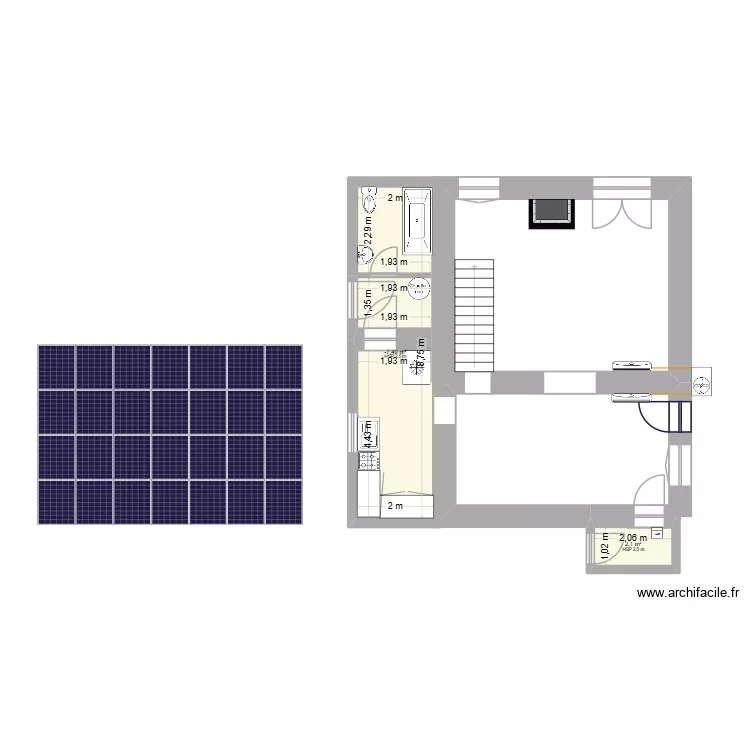RDC Bonniere. Plan de 2  et 18 m²