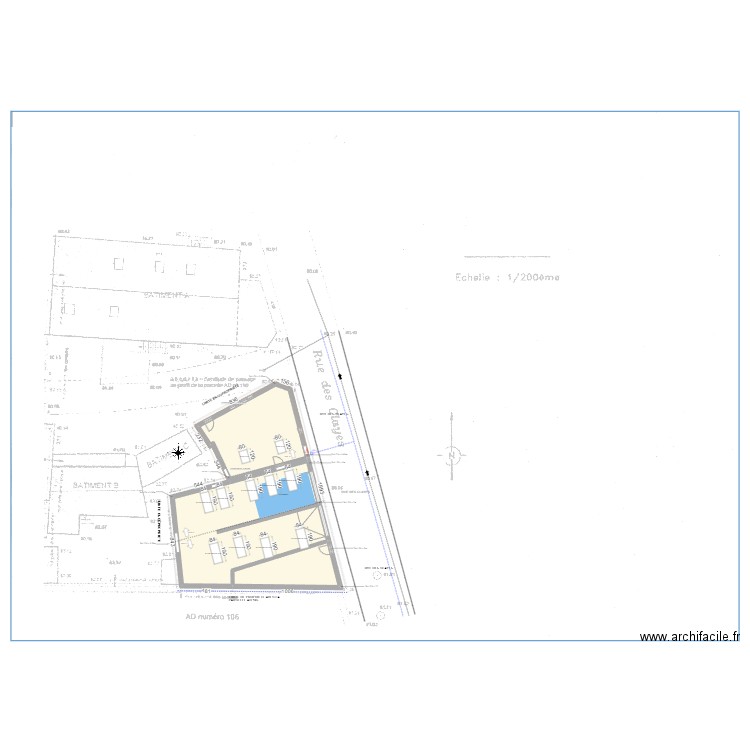 plan de masse TOITURE APRES V2. Plan de 3 pièces et 174 m2