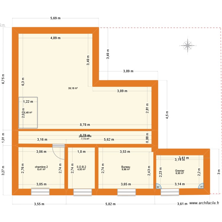 chalet etage. Plan de 13 pièces et 161 m2