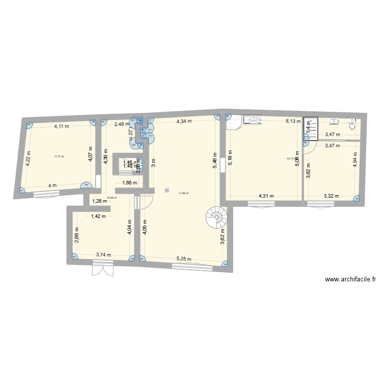 Eoures. Plan de 5 pièces et 124 m2