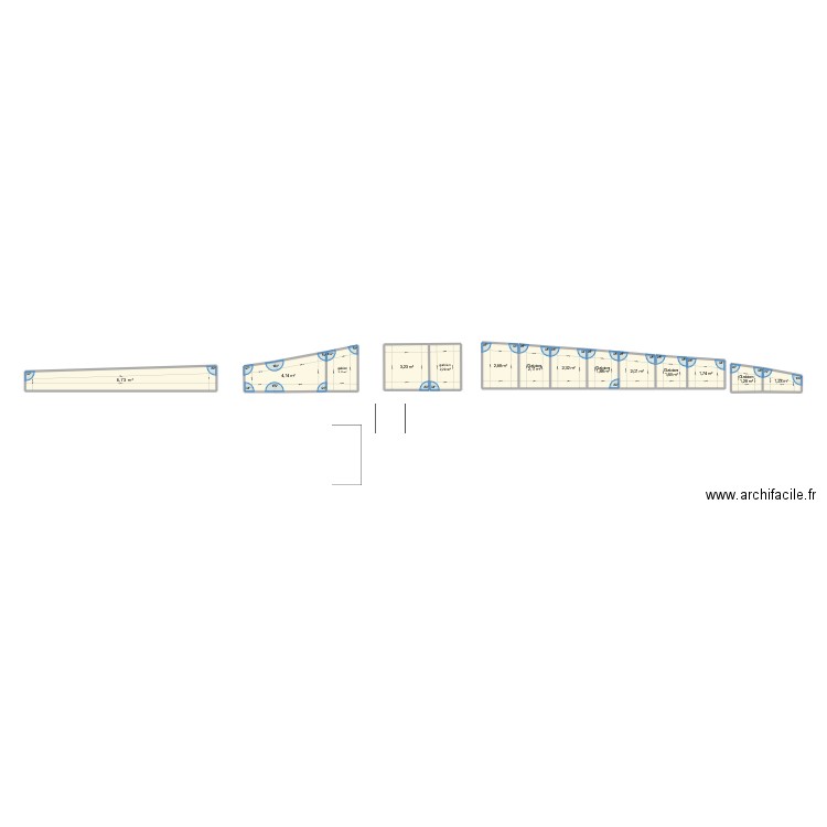 mur v1. Plan de 14 pièces et 35 m2