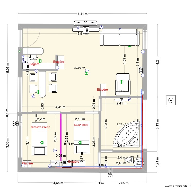 Ahava version 17/07/25. Plan de 3 pièces et 54 m2