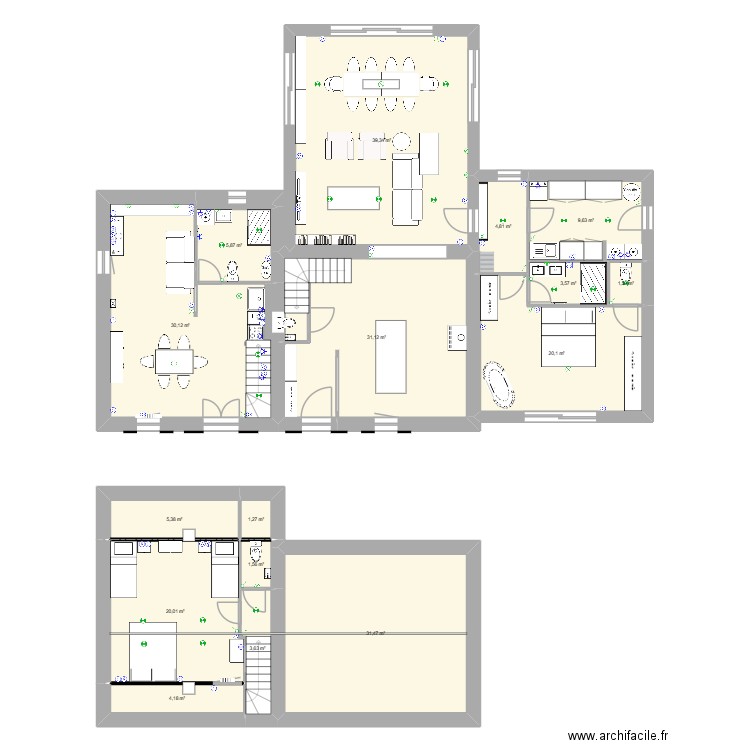202510 La Croixille Maison. Plan de 16 pièces et 214 m2