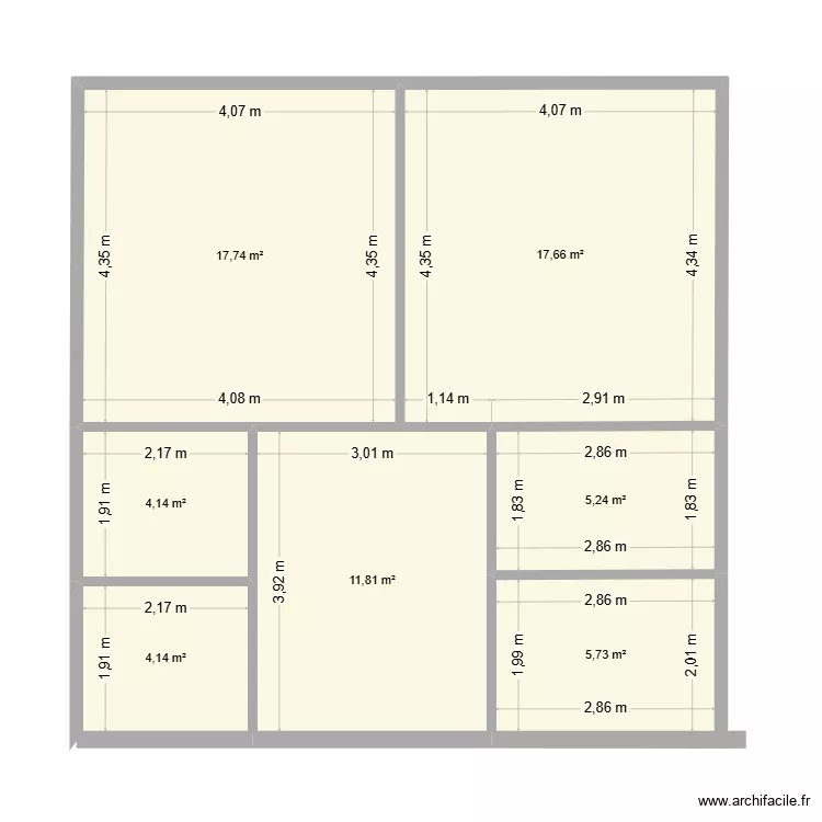 michaud 3. Plan de 7 Pièces et 66 m²