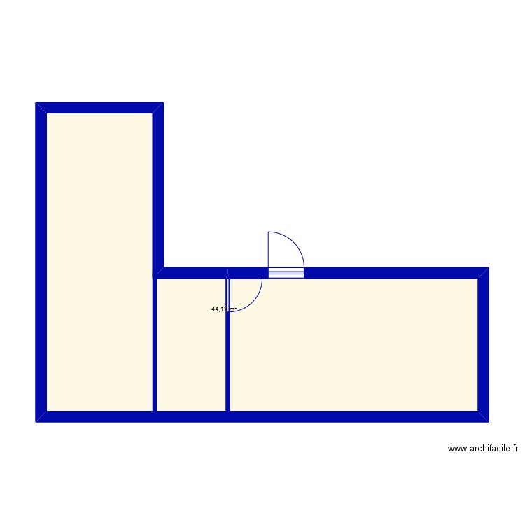 garage. Plan de 1 pièce et 44 m2