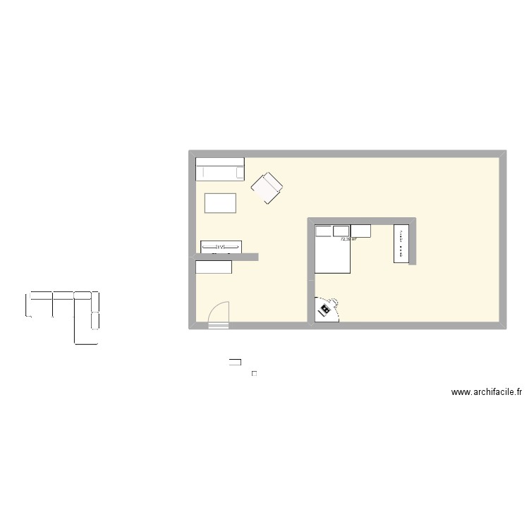 appartement numéro 1. Plan de 1 pièce et 72 m2