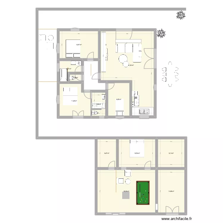 Villa Paletuviersc. Plan de 12  et 155 m²