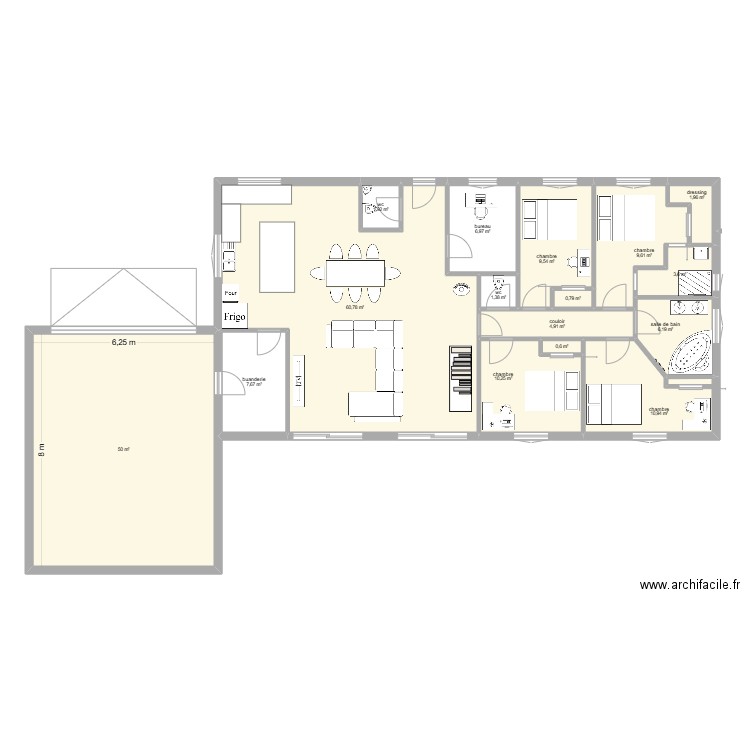 maison. Plan de 16 pièces et 187 m2