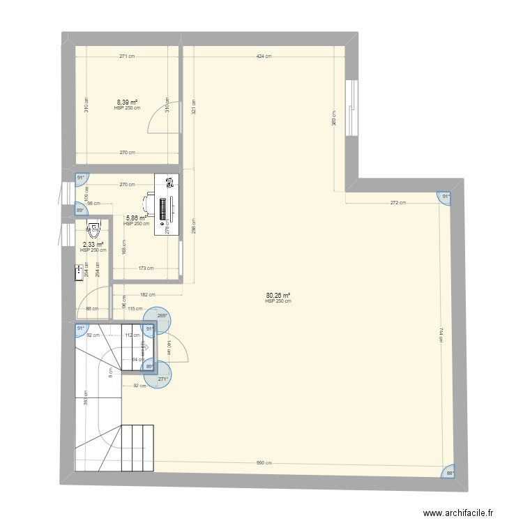 plan rdc 2. Plan de 4 pièces et 97 m2