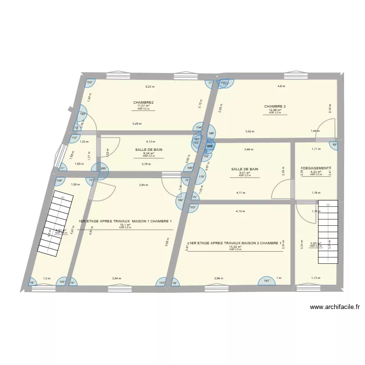 1ER ETAGE PMU EXISTANT. Plan de 9  et 90 m²