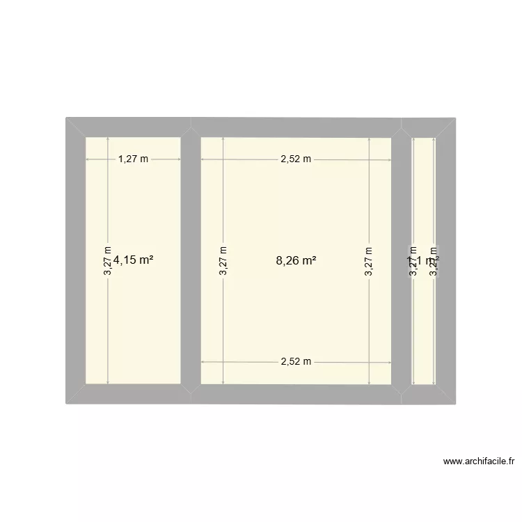 echirolles. Plan de 3 pièces et 14 m²