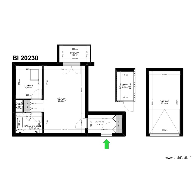 BI 20230. Plan de 8 pièces et 55 m2