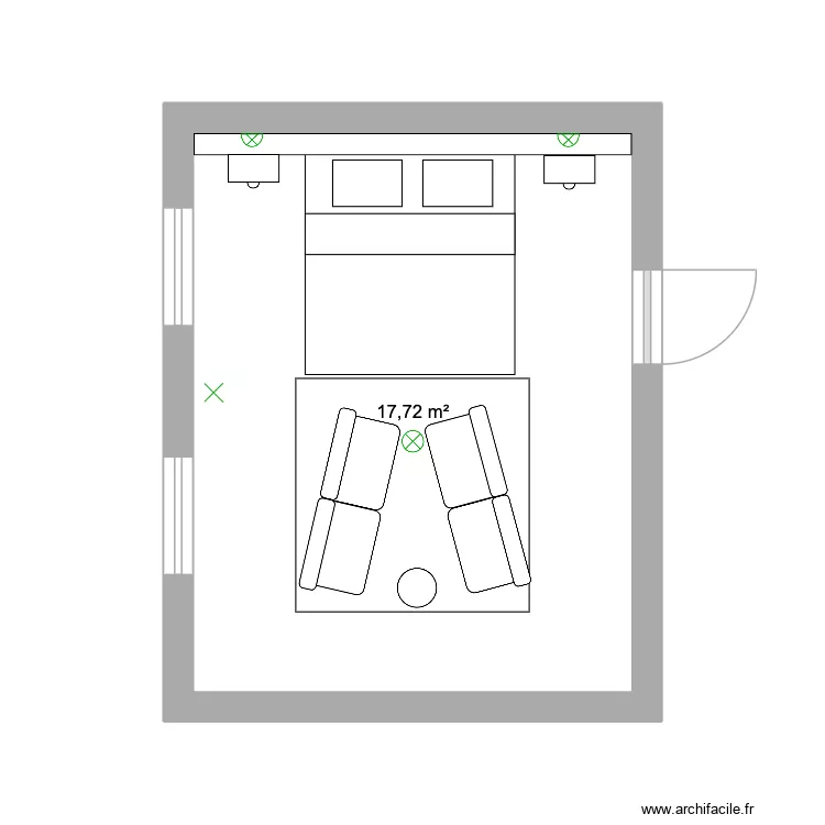 Inspiring bedroom floorplan. Plan de 1  et 18 m²