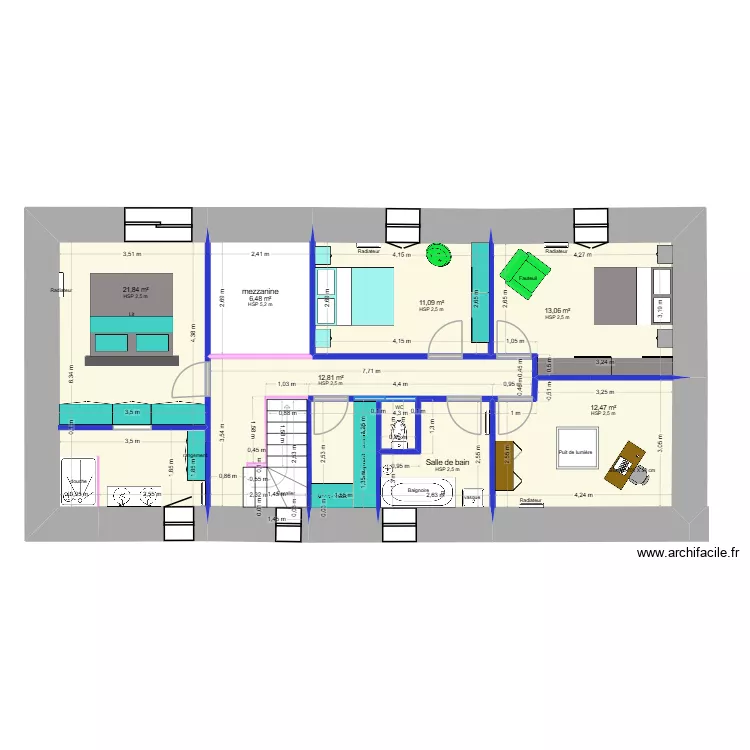 Nico-Emilie-plan R+1 11-12-25. Plan de 12 pièces et 179 m²