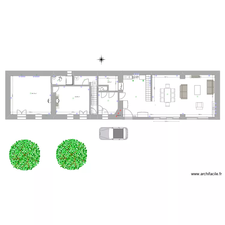 lamothe projet ELEC RDC. Plan de 5  et 56 m²
