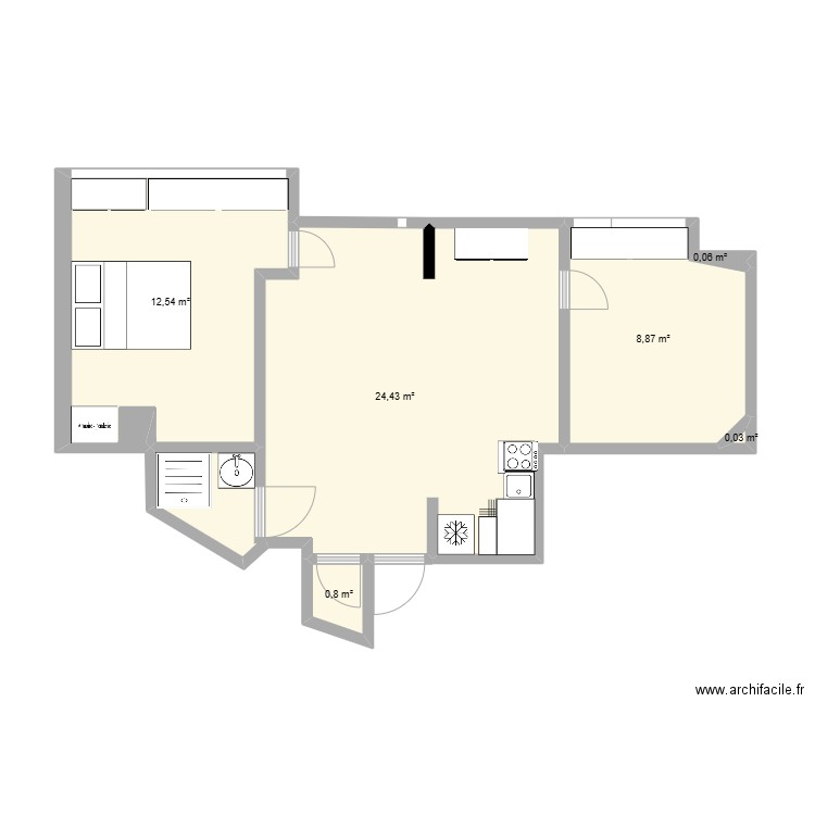plan cible. Plan de 6 pièces et 47 m2