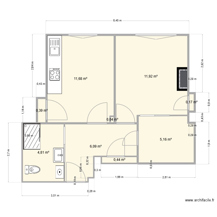 appartement Grenoble. Plan de 9 pièces et 41 m2