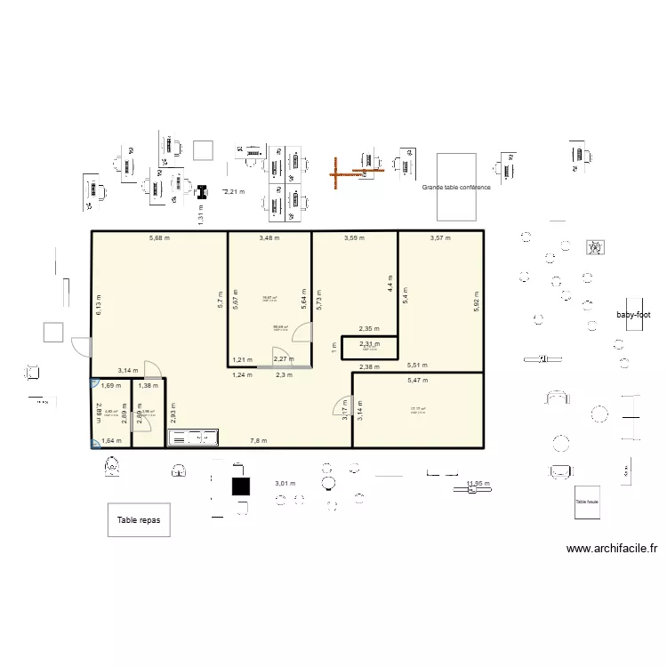 Am&eacute;nagement des bureaux LS-mod&egrave;le. Plan de 