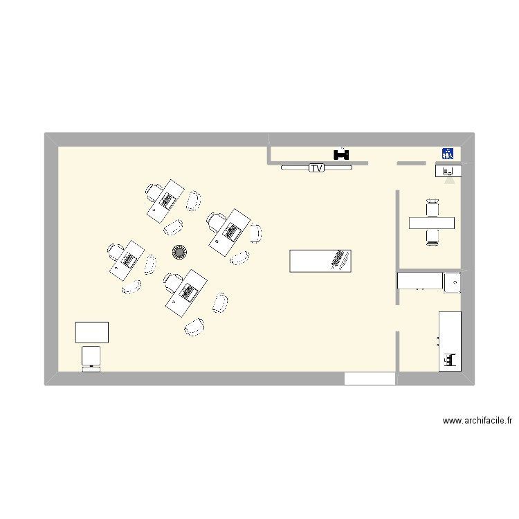 Magasin . Plan de 1 pièce et 34 m2