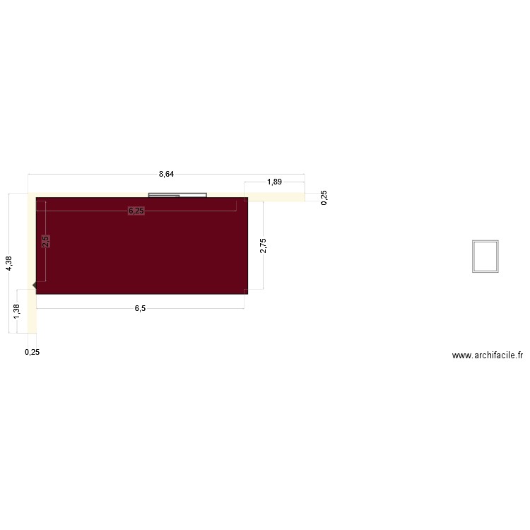 extension 15m². Plan de 1 pièce et 16 m2