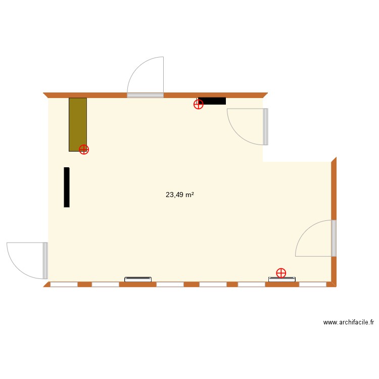 plan escap game. Plan de 1 pièce et 23 m2