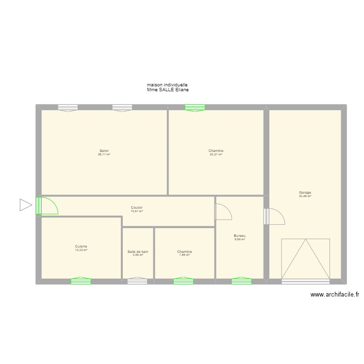 SALLE. Plan de 8 pièces et 122 m2