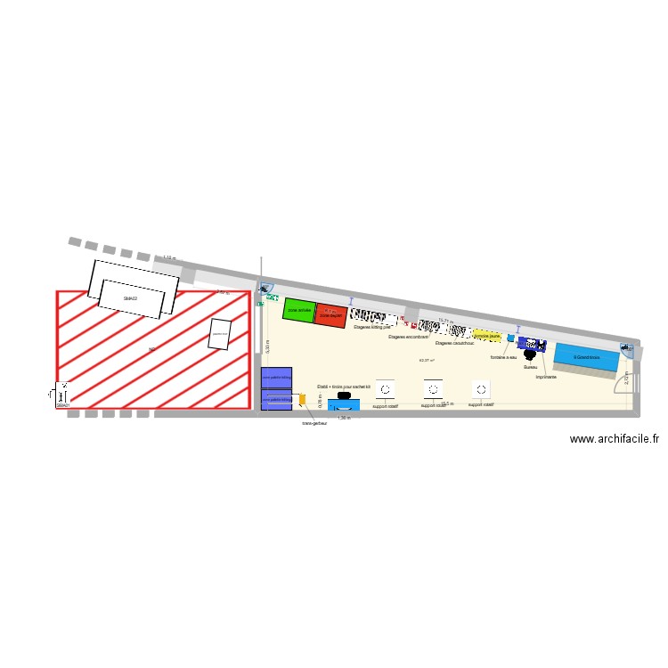 sans SIT zone kitting log aval ébauche2. Plan de 1 pièce et 62 m2