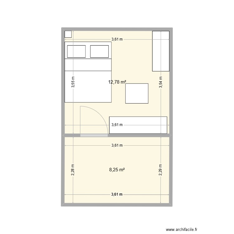 Nantes. Plan de 2 pièces et 21 m2