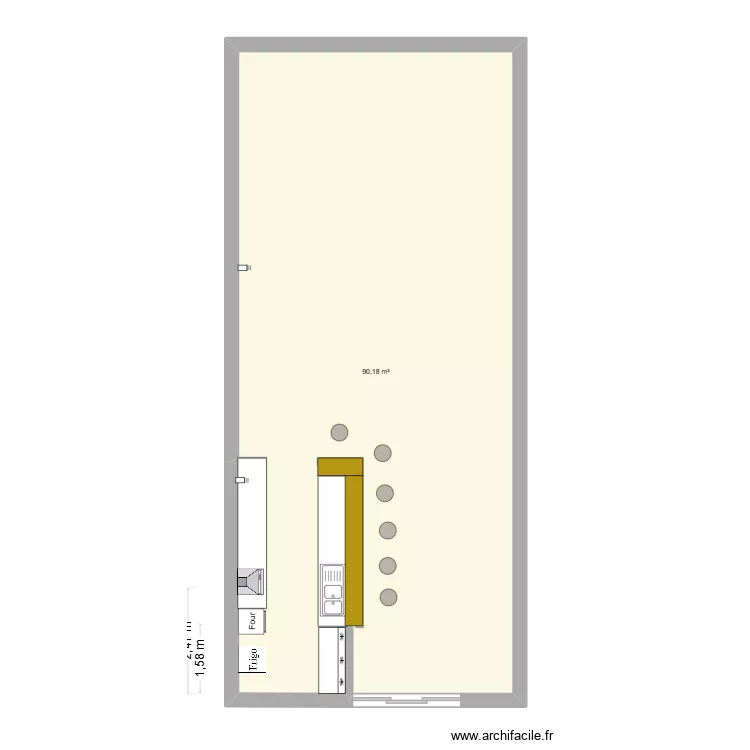 Bar Etienne. Plan de 1  et 90 m²