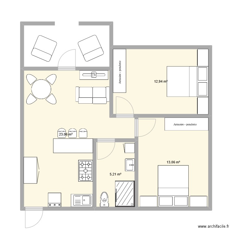House 22. Plan de 4 pièces et 54 m2
