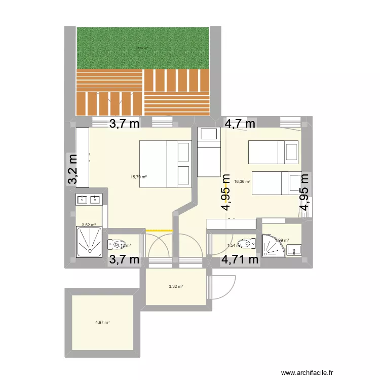 Plan Laurier 4. Plan de 8  et 53 m²