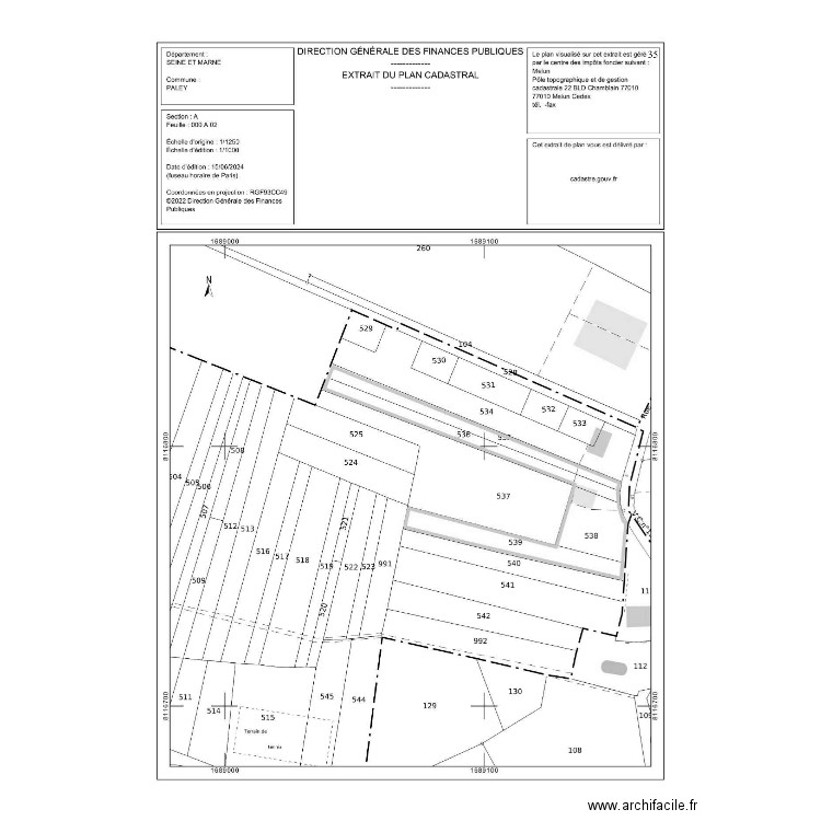 Plan cadastral. Plan de 0 pièce et 0 m2