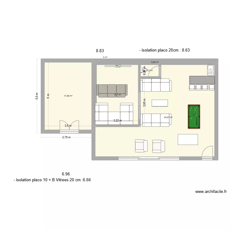 SALLE DE JEUX VERSION 5.4. Plan de 6 Pièces et 76 m² SALLE DE JEUX VERSION 5.4. Plan de 6 Pièces et 76 m²