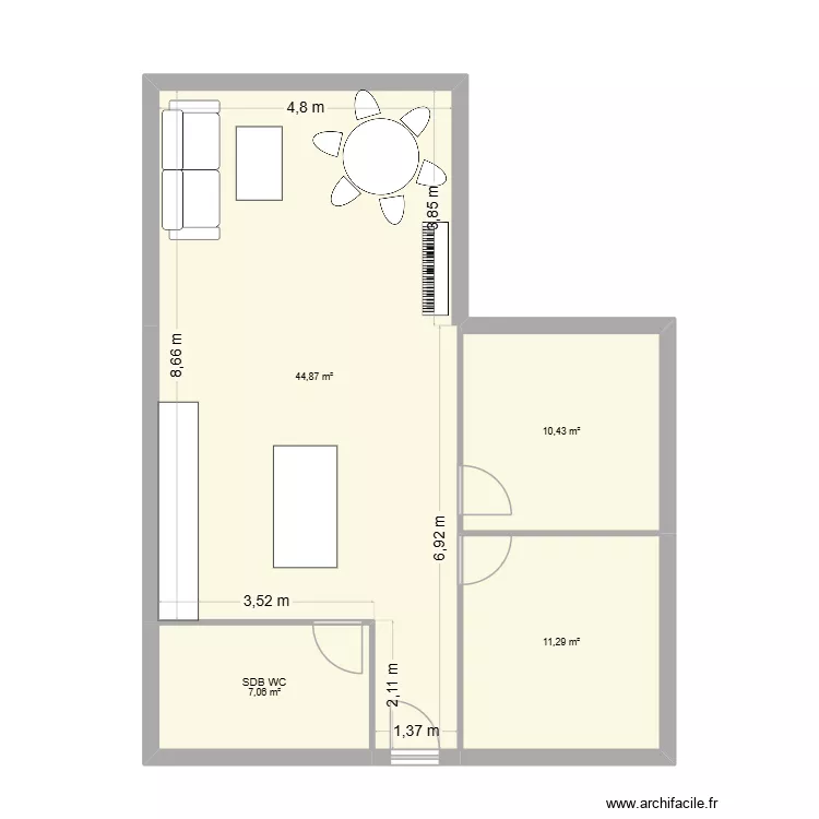 Notre maison 1. Plan de 4  et 74 m²