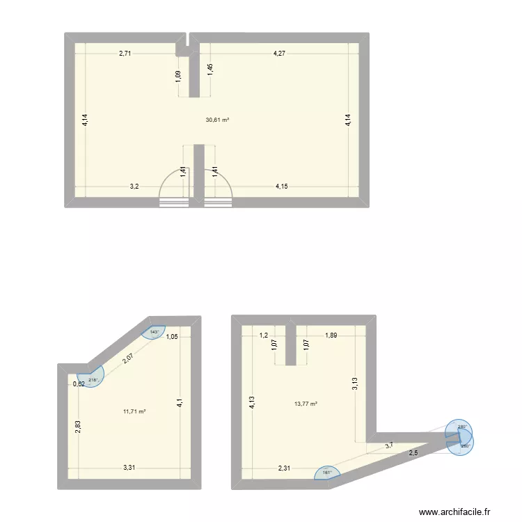 DERVAL V2. Plan de 3 et 56 m² DERVAL V2. Plan de 3 et 56 m²