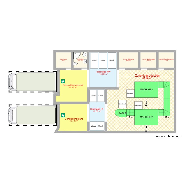 Plan d'usine. Plan de 10 pièces et 136 m2