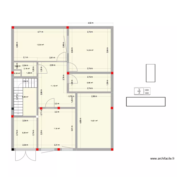 pla0r+1. Plan de 10  et 86 m²