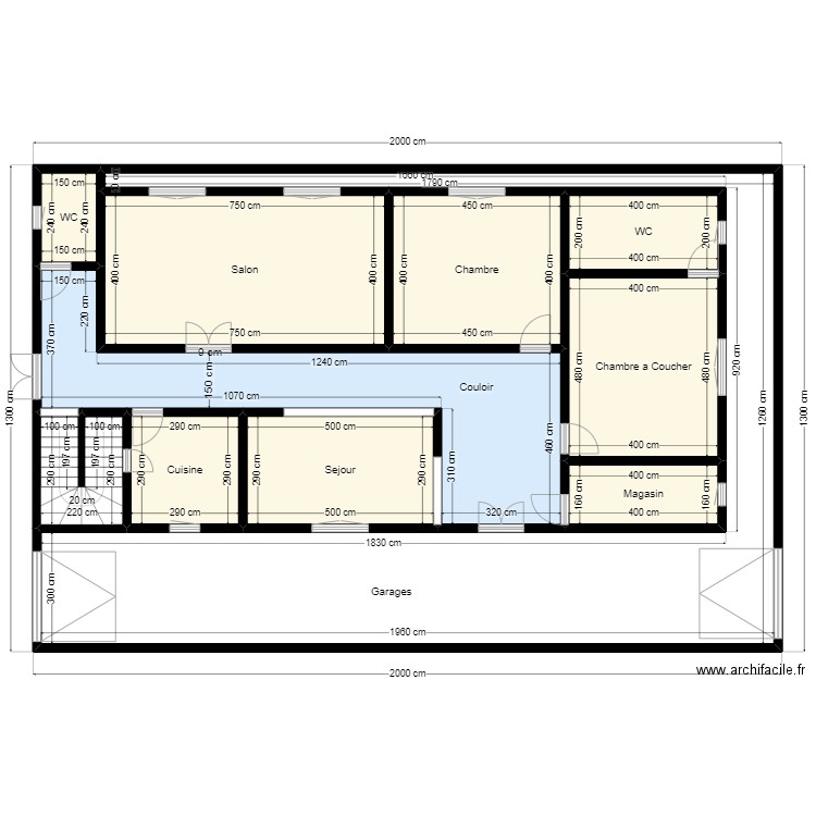 Plan de Terrain 20mx13m Client 46 48 65 54. Plan de 11 pièces et 226 m2