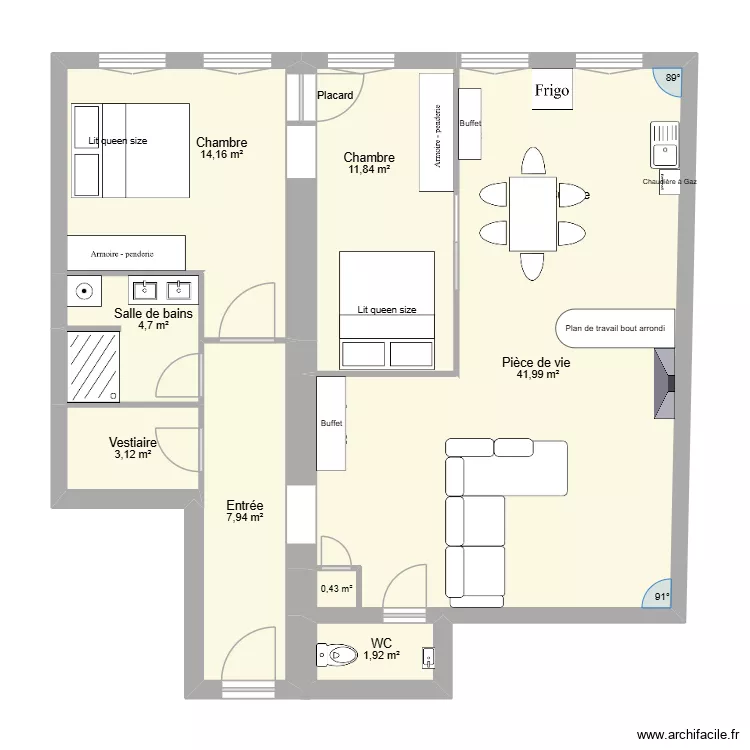 Plan Goncalves projet. Plan de 8  et 86 m²