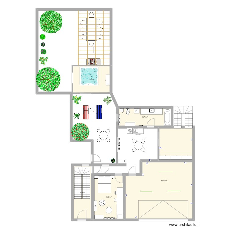 RDC2. Plan de 5 pièces et 103 m2
