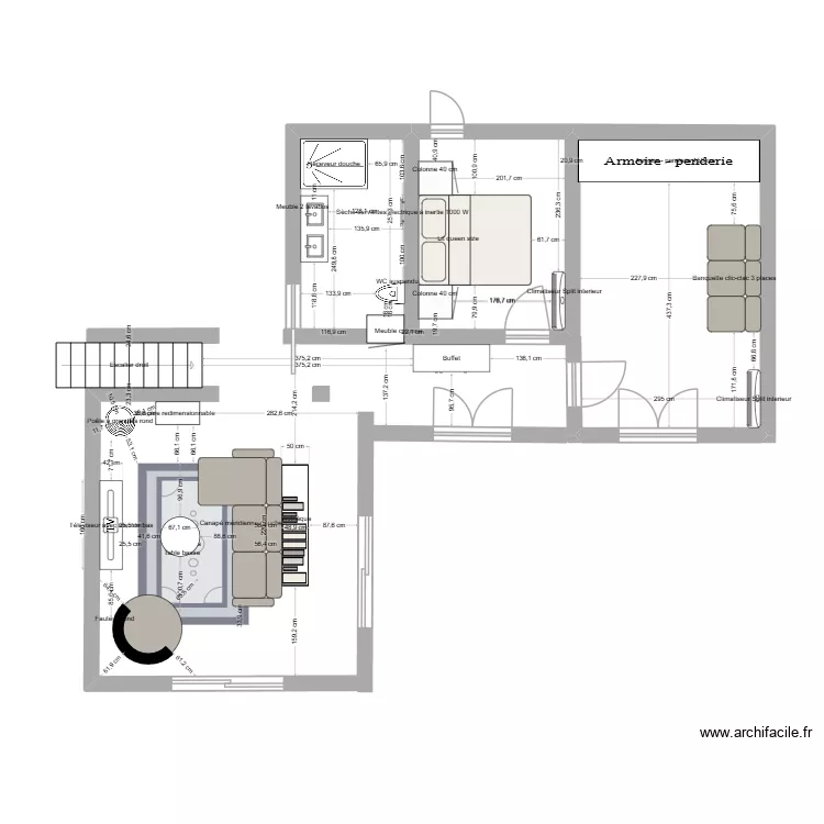 SALON/COULOIR. Plan de 