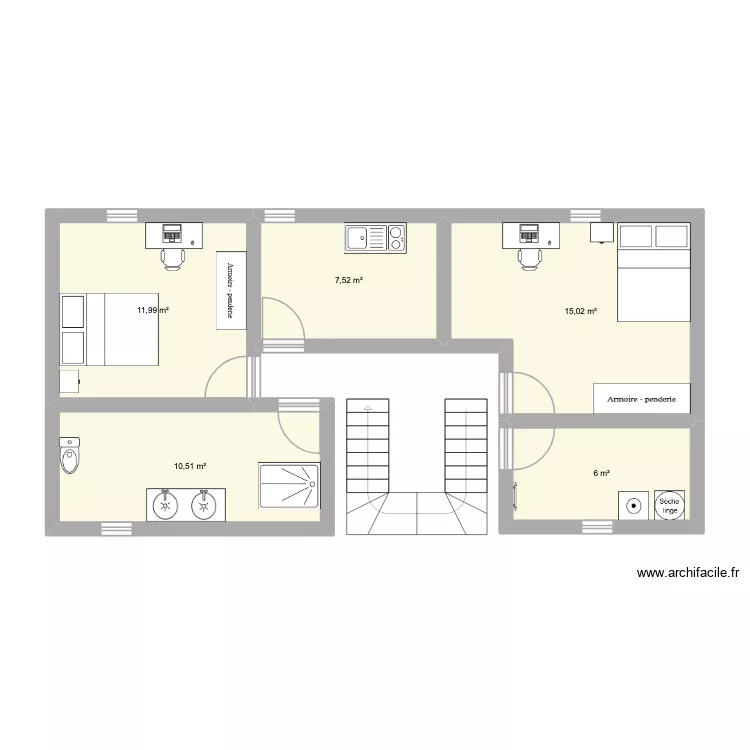 Maison Combr&eacute;e 1er &eacute;tage. Plan de 5  et 51 m²