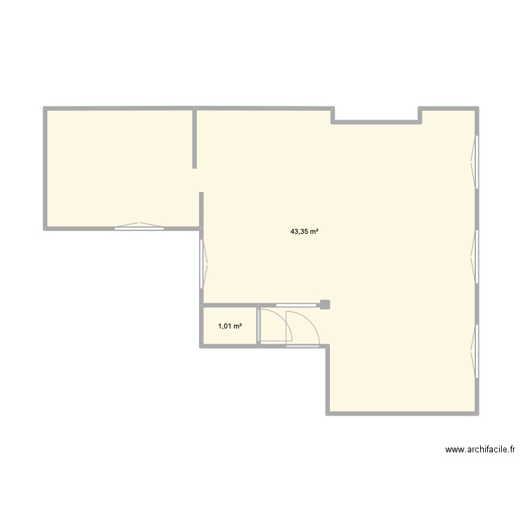 5NESLES. Plan de 2 pièces et 44 m2