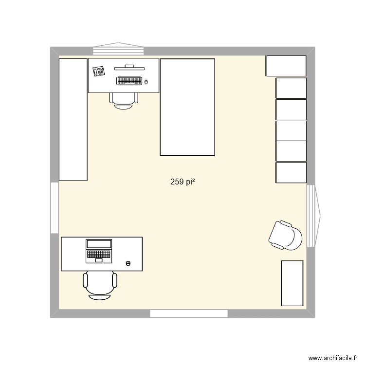 Bureau Huguette. Plan de 1 pièce et 24 m2