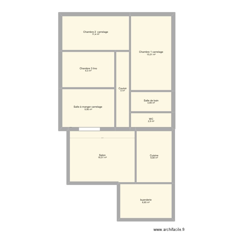 LIEVRE. Plan de 10 pièces et 92 m2